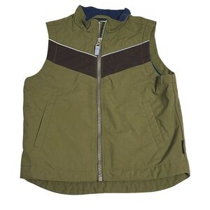 Hanna Andersson Outdoor Green & Brown Fleece Lined‎ Vest Size 90/Toddler 3